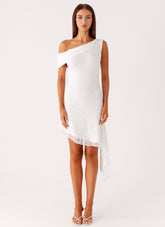 Rylee One Shoulder Midi Dress - White