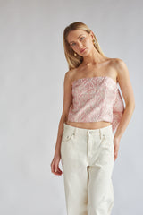 Sabrina Strapless Jacquard Bow Top