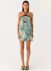 Switch Up Halter Mini Dress - Aqua Blur