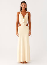 Torina Halter Maxi Dress - Lemon