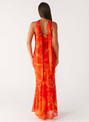 Under The Pagoda Maxi Dress - Orange Floral