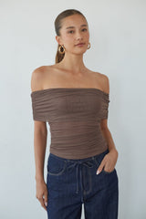 Vada Off the Shoulder Mesh Top