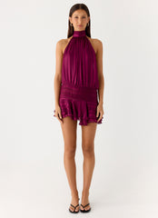 Willow Chiffon Mini Dress - Plum