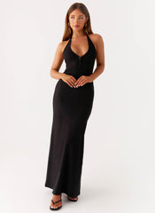 Yaselle Button Front Maxi Dress - Black