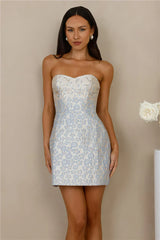 Wisteria Dream Strapless Mini Dress Blue