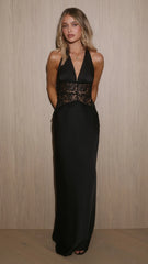 Celia Lace Maxi Dress - Black