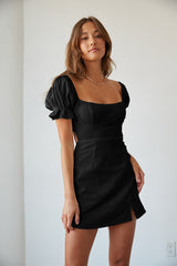 Drew Puff Sleeve Corset Linen Mini Dress