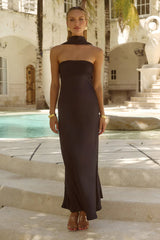 Elsa Scarf Satin Maxi Dress