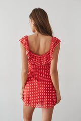 Enid Ruffle Sweetheart Heart Mini Dress