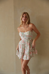Farah Floral Bustier Babydoll Mini Dress