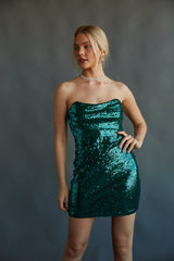 Karina Strapless Sequin Corset Bodycon Mini Dress