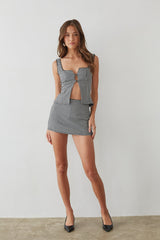 Olive Gingham Micro Mini Skort