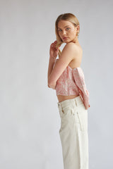 Sabrina Strapless Jacquard Bow Top