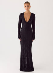 Astoria Long Sleeve Maxi Dress - Black