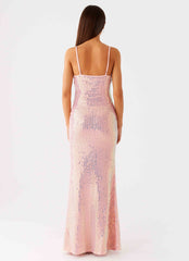 Attitude Knit Sequin Maxi Dress - Iridescent Pink