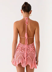 Beach Days Crochet Mini Dress - Pink