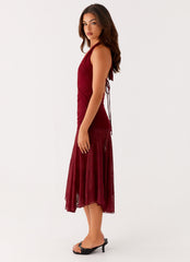Burnout Midi Dress - Maroon