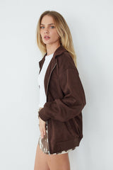Cassie Suede Bomber Jacket