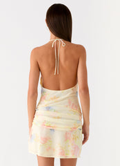 Cyna Cowl Mini Dress - Spring Meadow