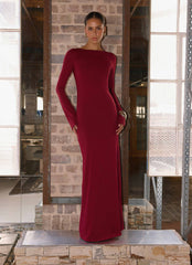 Elmont Long Sleeve Maxi Dress - Dark Cherry