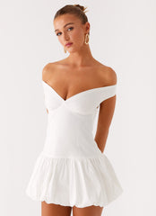 Endless Romance Off Shoulder Mini Dress - White