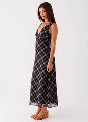 Gianna Midi Dress - Taupe Check
