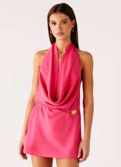 Halia Cowl Mini Dress - Watermelon