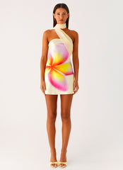 Isa Scarf Satin Mini Dress - Frangipani Yellow