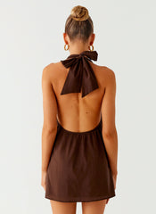 Jepsen Cotton Halter Mini Dress - Chocolate