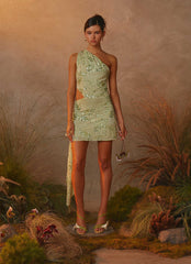 Juelz Beaded Mini Dress - Lime