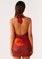 Midnight Ember Mini Dress - Scarlet Blur