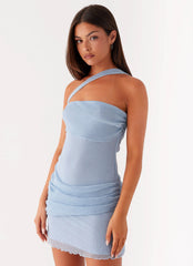 Misty Mesh Mini Dress - Pale Blue