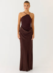 Pristin Cupro Maxi Dress - Cool Chocolate