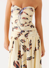 Rhea Ruched Maxi Dress - Buttercream Bliss