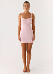 Roa Embellished Knit Mini Dress - Pink