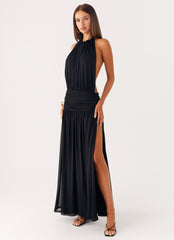 Solena Halter Neck Maxi Dress - Black