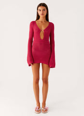Sunriser Crochet Mini Dress - Pink