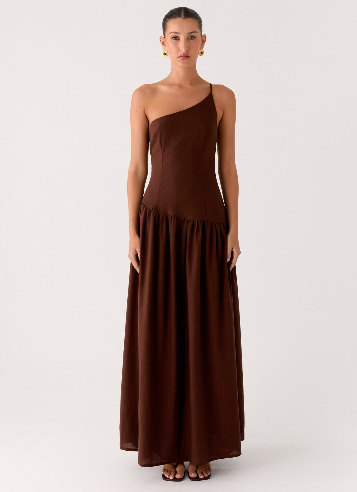 Thinking About You Linen Maxi Dress - Brown