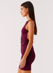 Velvet Wine Mini Dress - Boysenberry