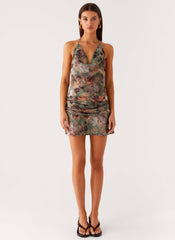 Wineweather Cowl Mini Dress - Vintage Blossom
