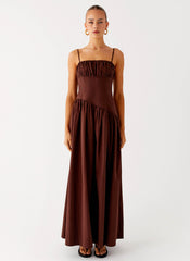 Yuna Drop Waist Maxi Dress - Chocolate