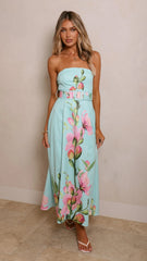 Clove Midi Dress - Blue/Pink Floral