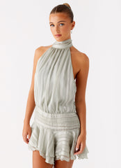 Willow Chiffon Mini Dress - Green