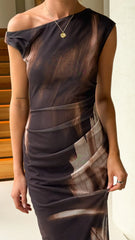 Lilah Sheer Maxi Dress - Cocoa Ochre