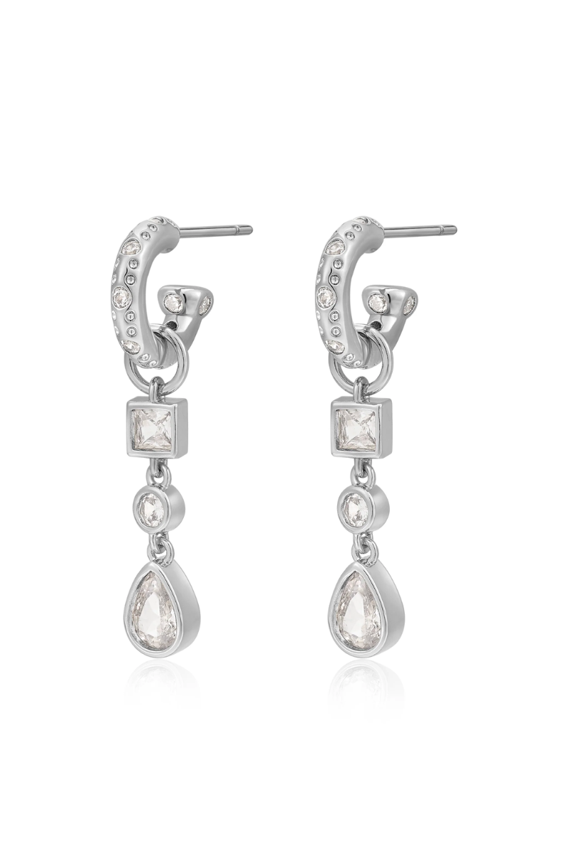 LUV AJ Bezel Stone Charm Huggies